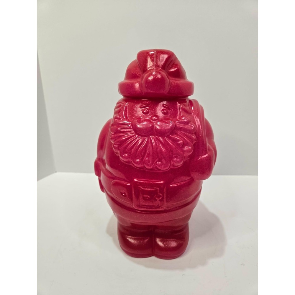 Vintage PackerWare Red Sparkle Santa Blow Mold Cookie Jar made in Lawrence, KS